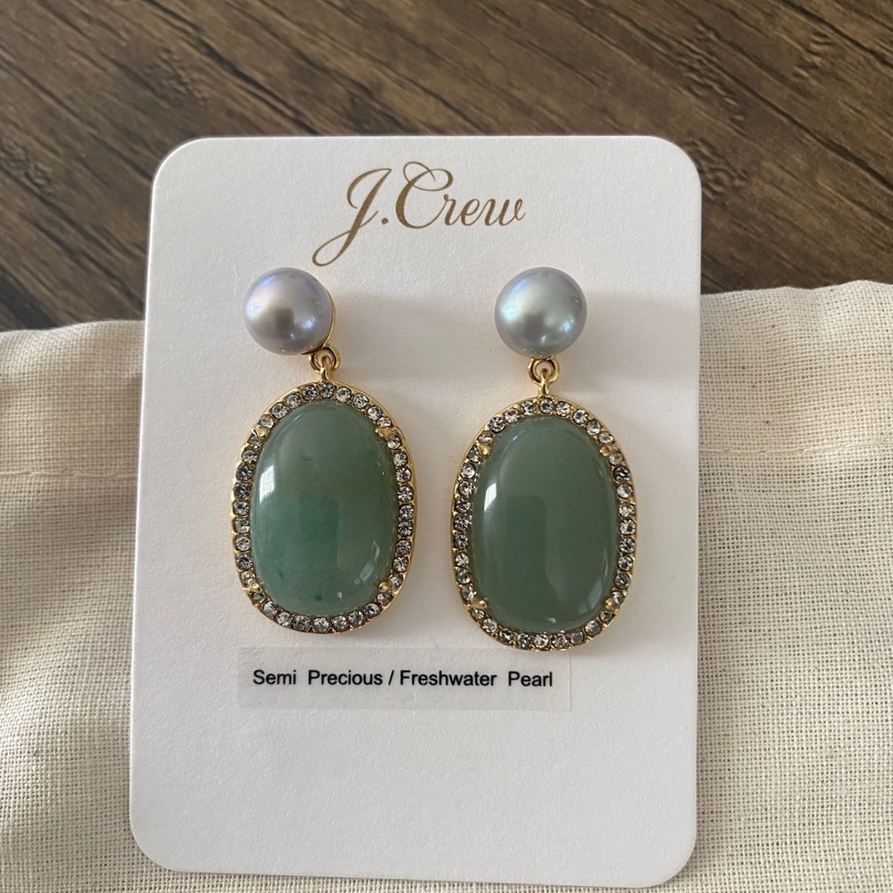 J. Crew Stone and Freshwater Pearl Post Earrings - Picture 9 of 9